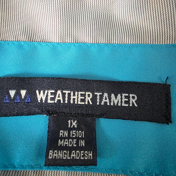 Weather Tamer Women's Teal Blue Trench Coat Belted Water Resistant Size 1X - Picture 7 of 10